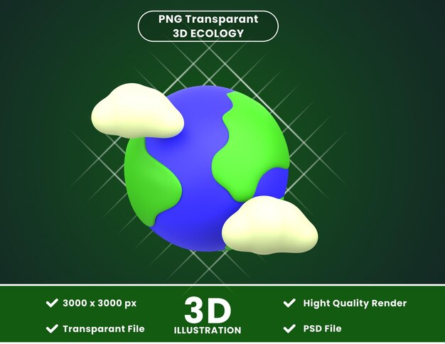 PSD icône 3d illustration terre