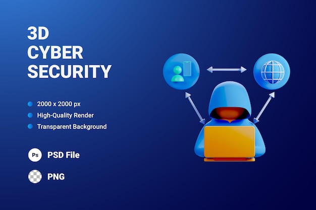 Icône 3D Illustration Utilisateur Transaction MITM