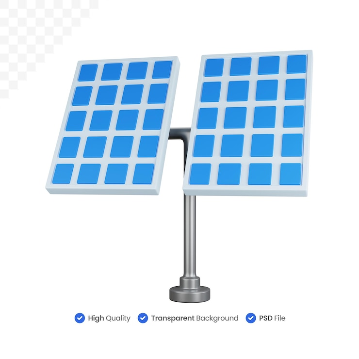 PSD ícone 3d ilustração dois painéis solares