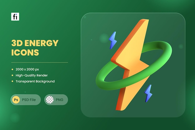 PSD Ícone 3d ilustração poder de parafuso de energia