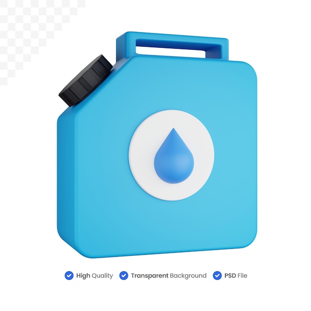 PSD Ícone 3d ilustração water jerry can