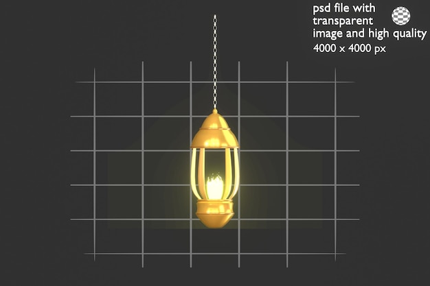 PSD icône 3d ilustration ramadan lanterne islamique