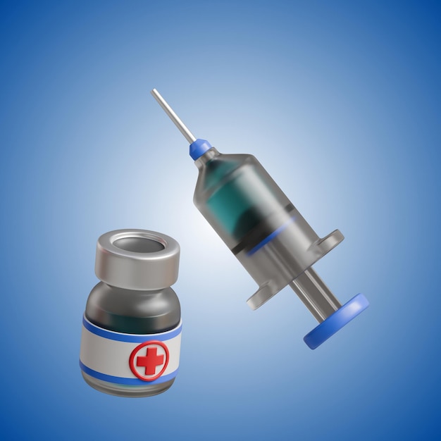 Icône 3D de l'injection de vaccin