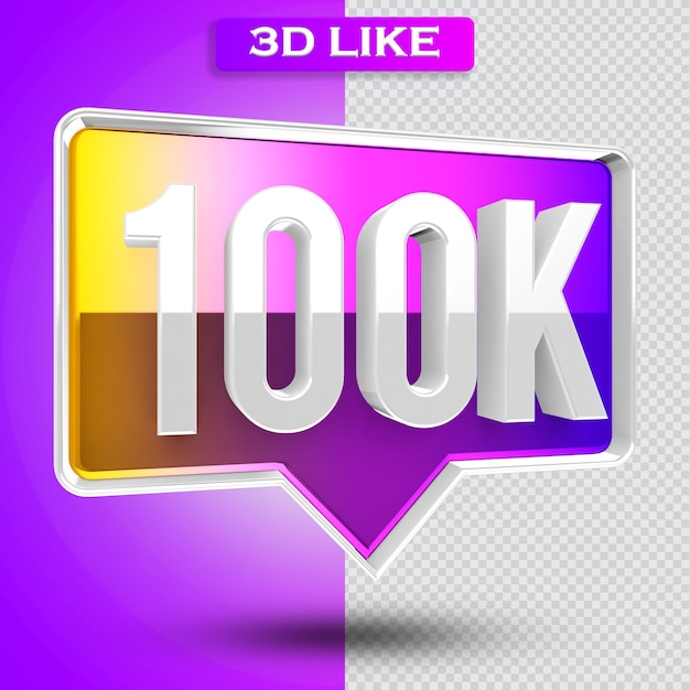 Ícone 3d instagram 100k seguidores renderizados