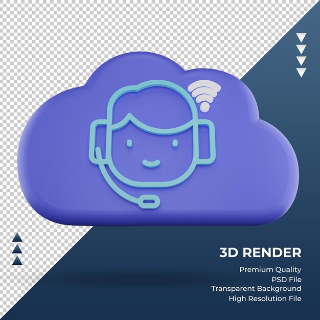 L'icône 3D internet cloud Call Center signe le rendu vue de face