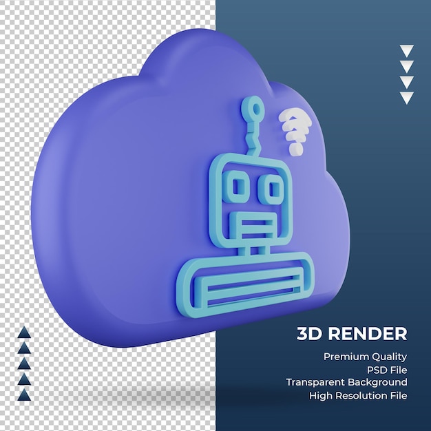 L'icône 3D internet cloud signe rendu vue gauche signe Bot