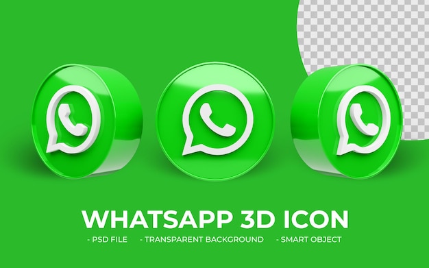 Ícone 3D isolado de mídia social com logotipo moderno do Whatsapp