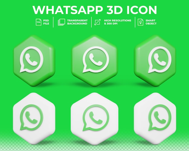 Ícone 3d isolado de mídia social de whatsapp moderno