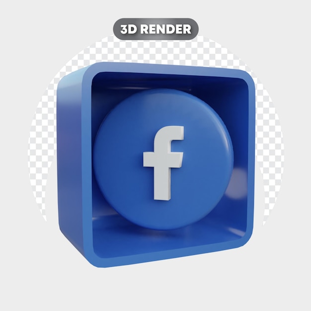 PSD Ícone 3d isolado na caixa de mídia social facebook