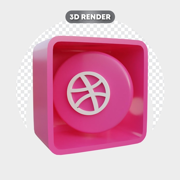 Icône 3d Isolée Dans La Boîte Dribbble Des Médias Sociaux