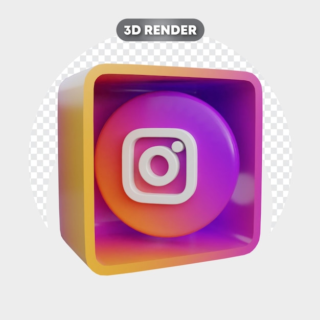 PSD icône 3d isolée dans la boîte instagram des médias sociaux