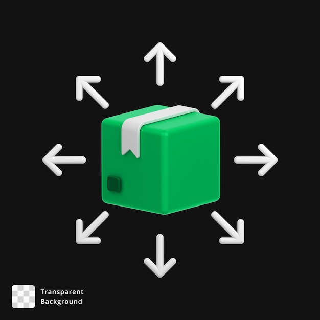 PSD icône 3d de la livraison du colis dans le monde entier