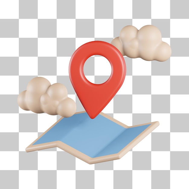 PSD icône 3d de localisation de nuage