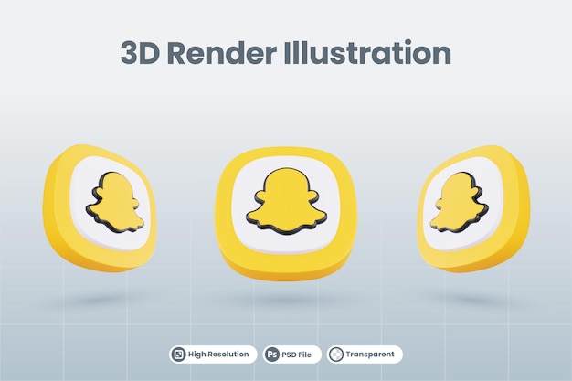 Icône 3d Logo De Médias Sociaux Snapchat Rendu Isolé