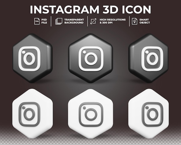 PSD Ícone 3d moderno de mídia social do instagram