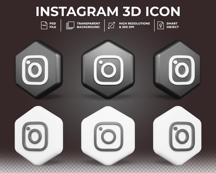 PSD ícone 3d moderno de mídia social do instagram
