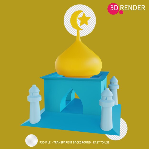 icône 3d mosquée lieu de culte islamique