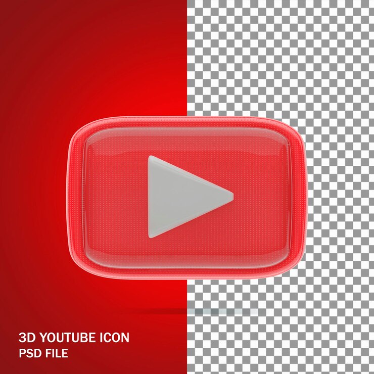 Ícone 3D na frente do YouTube
