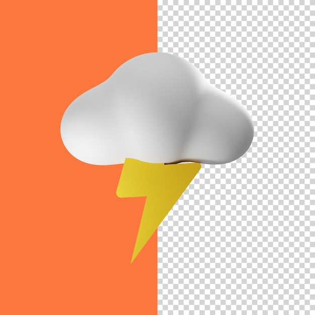 PSD icône 3d nuage et thunder