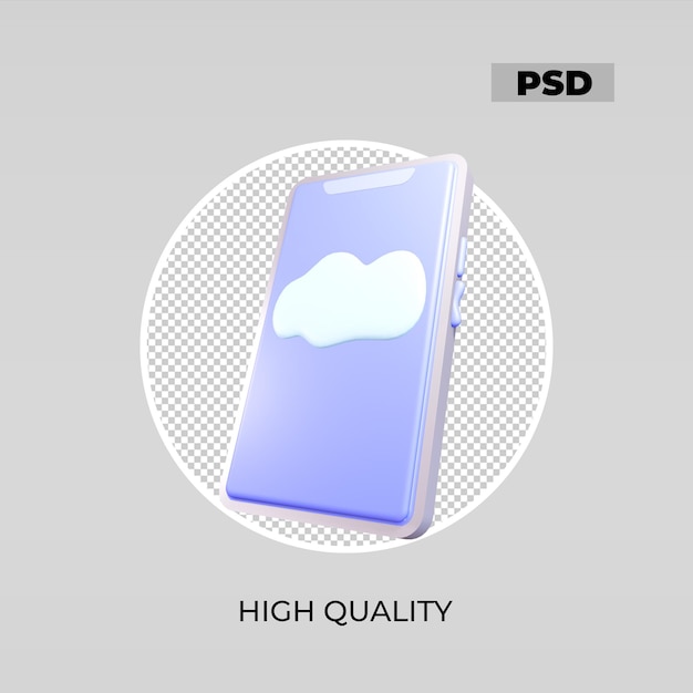 PSD icône 3d nuages stockage téléphone look 2