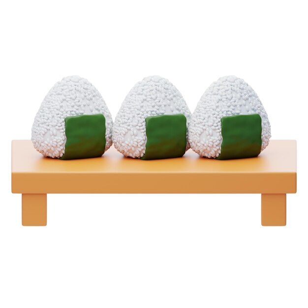 PSD icône 3d de l'onigiri