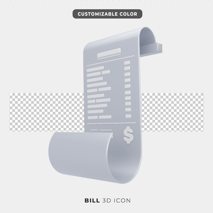 PSD icône 3d de paiement de facture