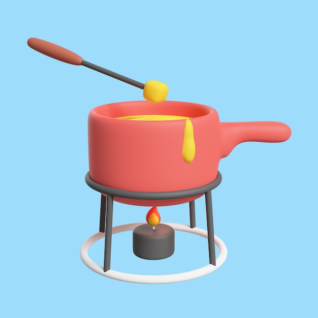 PSD Ícone 3d para cozinha com fondue