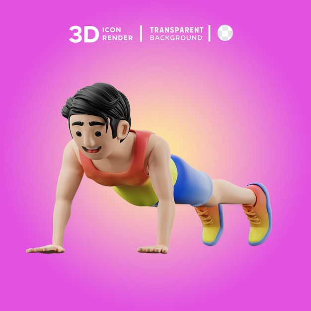 Ícone 3d pessoa fazendo exercício masculino ilustração