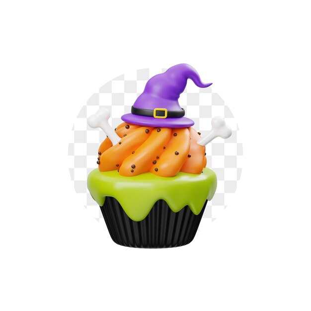 PSD icône 3d de petit gâteau d'halloween