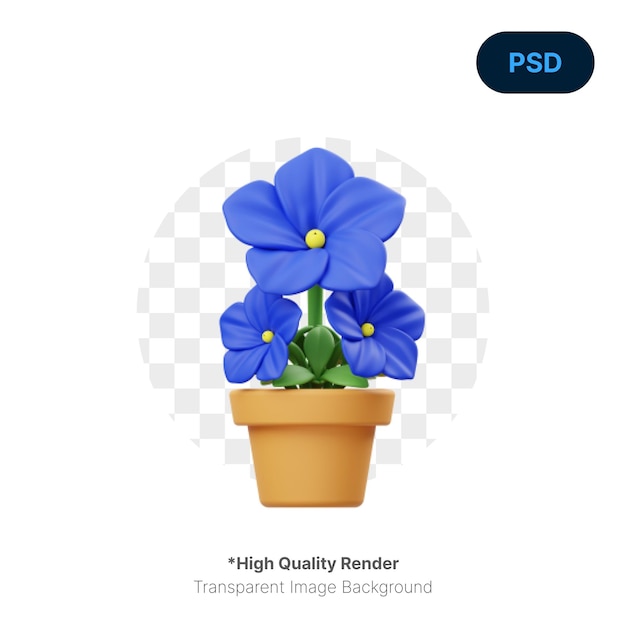 PSD icône 3d pétunia bleue psd premium