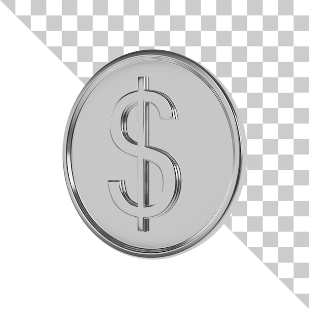 PSD icône 3d de pièce d'argent usd