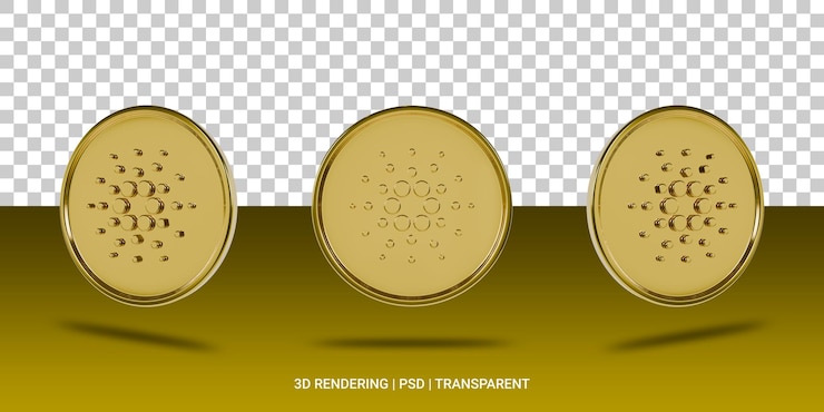 PSD icône 3d de la pièce d'or cardano
