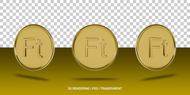 PSD icône 3d de pièce d'or forint