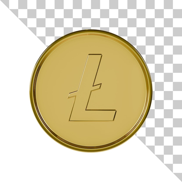 PSD icône 3d de la pièce d'or litecoin