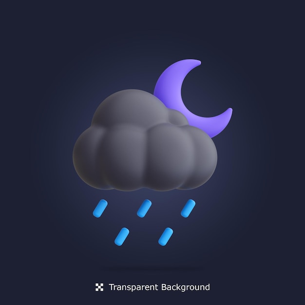 Icône 3d De Pluie Nigt Psd