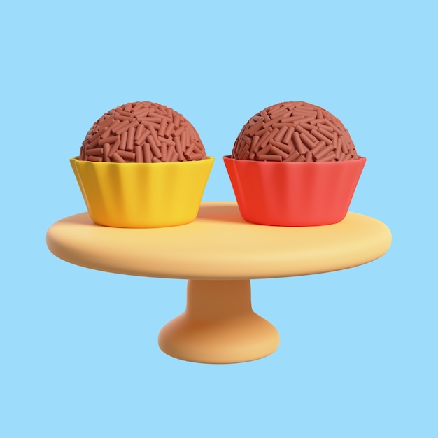 PSD icône 3d pour la cuisine avec des cupcakes