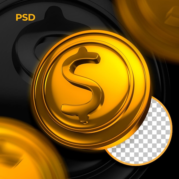 PSD icône 3d pour les médias sociaux gold