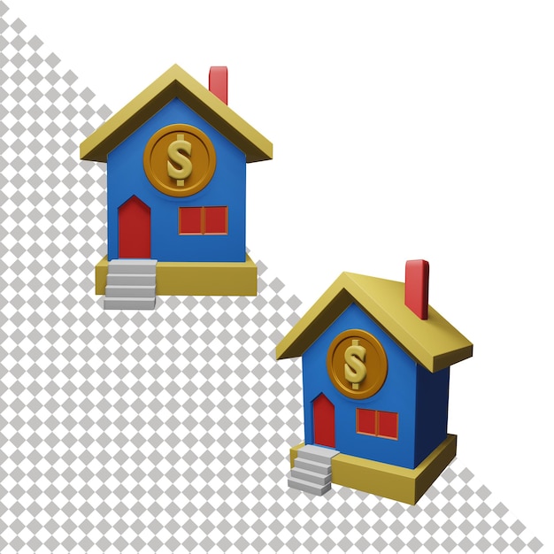 PSD icône 3d de prêt immobilier