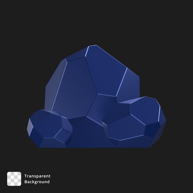 Icône 3d De Quelques Pépites De Minerai Bleu