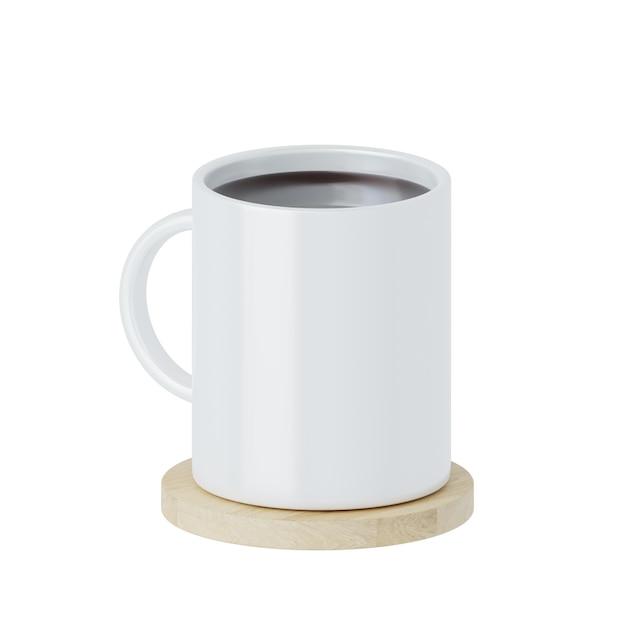 PSD icône 3d réaliste de tasse à café pour l'espace de travail