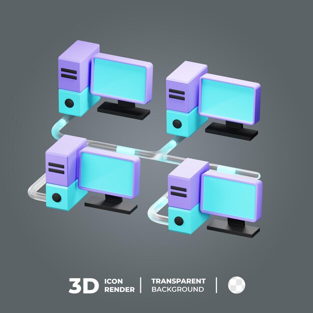 PSD Ícone 3d rede computador