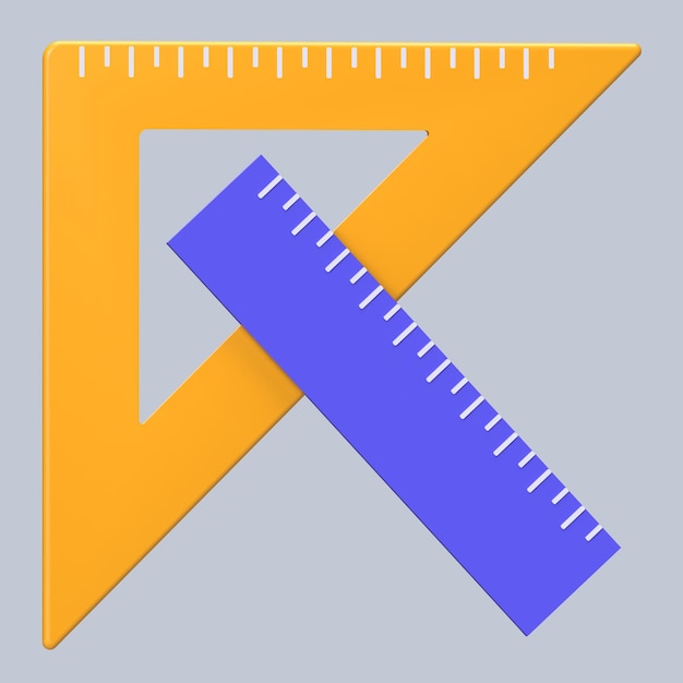 Icône 3D de la règle et du triangle