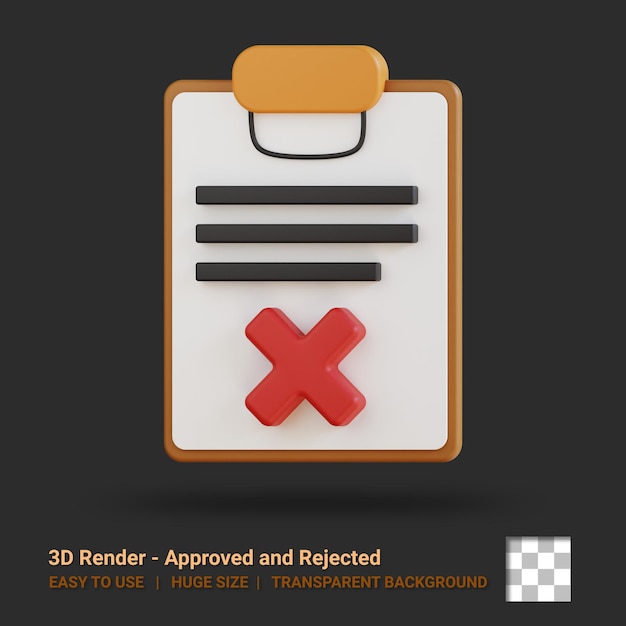 Ícone 3d rejeitado ilustração com fundo transparente