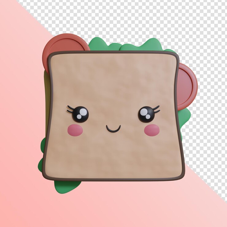 PSD ícone 3d render sanduíche kawaii