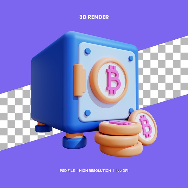 Ícone 3D renderização de armário de bitcoin