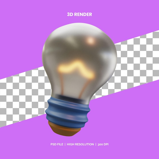 Ícone 3D renderizando lâmpada de energia