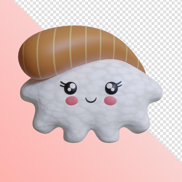 PSD icône 3d rendre sushi kawaii