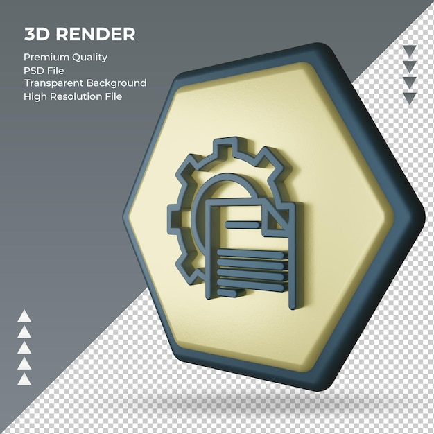 Ícone 3d reportar sinal de fábrica renderizando vista direita