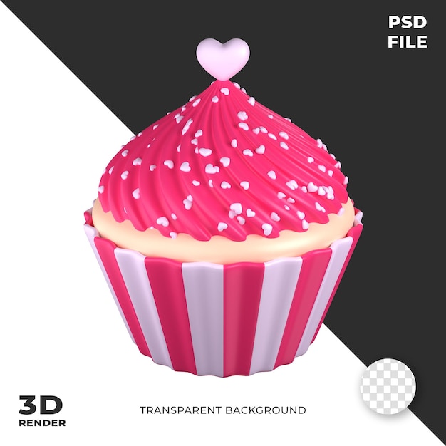 Icône 3D Rose Love Cupcake Valentine
