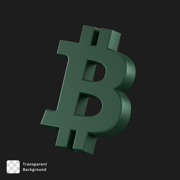 Icône 3D d'un signe BTC vert